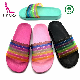 Summer Fashion Women Slippers Jelly Rainbow Slide Candy Sandals with Crystal Upper