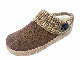 Plush Faux Fur Lining Suede Leather Casual Knitted Collar Clog Fuzzy Slippers
