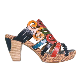  Vintage Style Genuine Leather Shoes Hollow out Lady Heel Slippers
