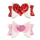  Valentines Glitter Hair Clips Love Heart Sequins Bows Hair Pins Kids Girls Party Hair Accessories for Valentine′ S Day Birthday Holiday