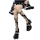  Sweet Straps Hollow Lace Jacquard Calf Socks Girl MID-Calf Female Pantyhose