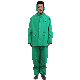  Green PVC Polyester PVC Rainsuit Custom Logo Waterproof Flame Retardant Oil Chemical Resistant Raincoat