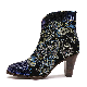  Women Handmade Leather Shoes Gypsy Style Maximalist Bohemian Casual Lady Flower Pattern Boots