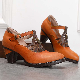  Women′ S High Heels Leather Shoes No-Slip Rubber Shoes