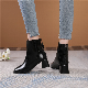  Top Quality Oil Leather Luxury Block High Heel Court Ankle Short Boots Seasonal Shoe Design Warm Sexy Lady Dress Boots