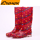  Red Anti Slip Waterproof Light Weight Fashionable Glitter Ladies Rubber Rain Boots with CE