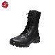  Military Army Molding Construction Black Full Leather Shoes with Side Zipper Battle Boots