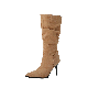 Women′ s Slouchy MID-Calf Boot Slip on Style Ruched Stiletto Boots