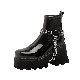  Winter Women Short Bootie Metal Chain Design Wedges Chelsea Lug Sole Ankle Boots