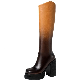  Genuine Leather Super High Heel Waterproof Platform Boots New Designed Gradient Color Chunky Heel Knight Boots for Women