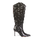  Sexy Design Pointy Toe Stiletto Heel Genuine Leather Tall Boot Women Shoes