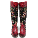  New Fashion Leather-Splicing Boots Flower Printing High-Top Knight Boots