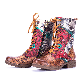  2022 Autumn Square Heel Leather Boots Embroidered Cowhide Boots