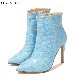  Promotion Customized Sexy Crocodile Text Leather Womens Ankle Heeled Boots