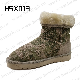  Gww, Middle-Cut Woolly Lining Snow Shoe for Sale Fashion Lighitweight TPR Outsole Lady Shoe Hsx013