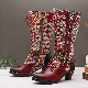 Exotic Handmade Leather Boots Bohemian Artistic MID Heel Shoes