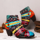  Lady′ S Embroidered Bohemian Pattern Splicing Cowhide Leather Shoes