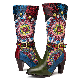  Exotic Colorful Boots Handmade Splicing Letaher Bohemian Embroidered Shoes