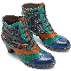  High Quality Genuine Leather Shoes Floral Pattern Lady Heel Boots