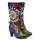  High-End Handmade Sunflower Printing Leather Shoes Bohemian Fashion Boots