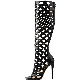  New Retro Bohemian Roman Boots Cross Straps Rivet Sexy Super Stiletto Knee-High Sandals Boots for Women