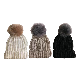  Lady Winter Fashion Warm Chunky Bobble Hat Cap with Faux Fur Pompom