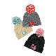  Winter Warm Knittted Acrylic Lady Terry Embroidery Logo Beanie with Thread POM