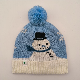  The Latest Custom Autumn and Winter Cap Acrylic Multi Color Snowtime Jacquard Hex Flat Machine Knitted Hat with Polar Fleece Lining and Yarn Pompom