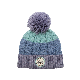  Fashionable Winter Warm Twisted Flower Striped Beanie with Ribbed Cuff and POM