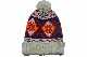 100% acrylic Winter Jacquard Woman Knitted Cap Beanie Hat with POM POM