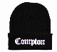  Beanie Hat Compton Embroidery Black Ribbed Knit Winter Ski Cap Warm Solid Men