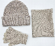  Brown Melange Colors Polyester Knit Beanie Scarf and Gloves