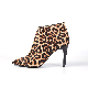  Leopard Printed Cow Hair Calf Upper High Heel Ladies Bootie Women Shoes