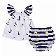  Infant Baby Girls off Should Anchor Tops+Striped Briefs Outfits Set Sunsuit Clothes