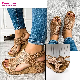  Dear-Lover Women Brown Vintage Floral Leather Rivet Hollowed Platform Sandals