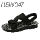  Gww, Africa Market Popular Sweat Resistant Men Beach Shoe Affordable Price PU Leather Sandal with Square Button Hsw047