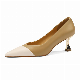  Women′ S Multi Color Leather Shoes Electroplating MID Heel Ladies Shoes High Heel Pumps