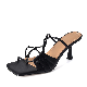  Sexy Crossover Black Strappy Slides Wrinkled Ladies Mules Shoes High Heel Sandals