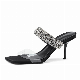  Transparent PVC Woman Shoe Crystals Sandals High Heels Slippers