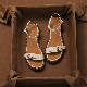  Skylark Wholesale French Vintage Soft Leather Peep-Toe Sandals for Women