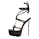  Sexy Brown Ladies Shoes Black Ankle Strap Thick Platform Clear Stiletto High Heel White Women Sandals