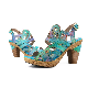  High-End Flower-Painted Leather Sandals with Buckle Dress Sandals