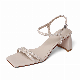 Elegant White Strappy Heels Blocked Heel Summer Sandals for Women