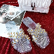 Classic Fashion Metal Stud Cross Transparent Jelly Crystal Sandals