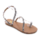  New Design Shiny Rhinestone Sexy Flat Bottomed Women′s Sandals