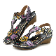  New Fashion Flat-Sole Low-Heels Shoes Ethnic Style Flower Women′ S Sandals