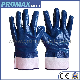  Heavy Duty Anti Acid and Alkali Chemical Oil Proof NBR Cotton Liner Jersey Blue Nitrile Cuff Fully Coated Safety Work Industry Working Labor Protective Gloves