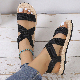  Skylark Wholesale Comfortable Simple Fashion Black Cross Strap Flat Sandals