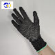 Thirteen-Needle Nylon Knitted Black PU Coated Plam Work Gloves