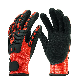  Foam Latex Palm Coated Red Hppe+Glass Fiber Impact Cut Resistant Proof Safety Gloves with TPR/TPU Velcro Wrist